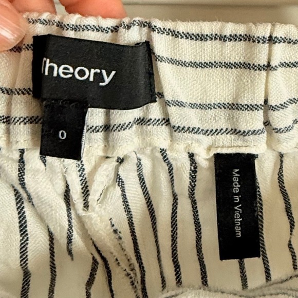 Theory Women's Striped Linen Blend Pants Size 0 Pull On Casual Trousers - Picture 4 of 4